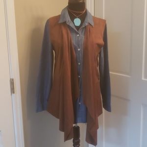 Boho Western Faux suede waterfall vest